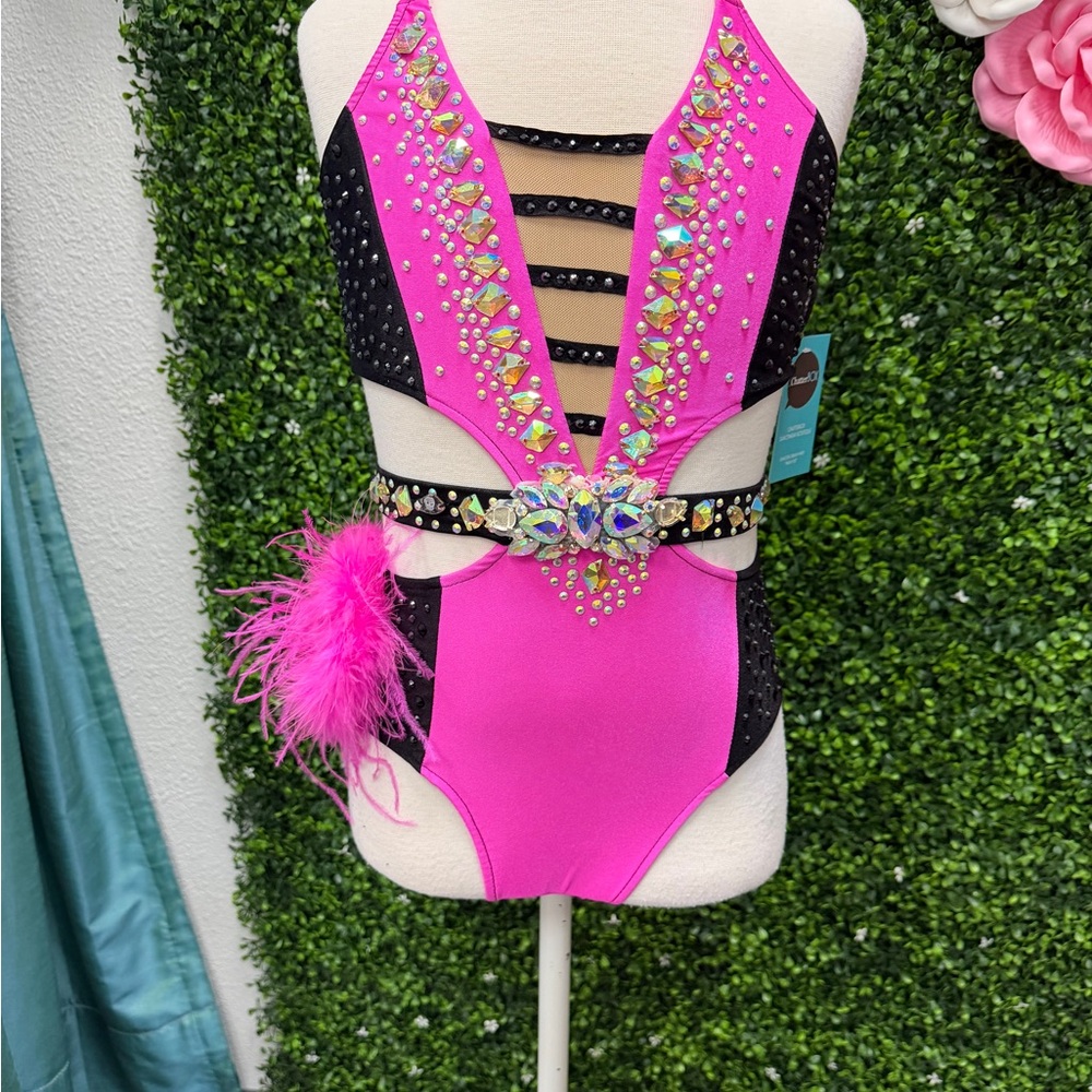 Glamour Pink and Black Kids Dance Costume